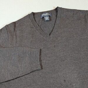 Brooks Brothers Mens V Neck Sweater Merino‎ Wool Blend Size M Dark Gray